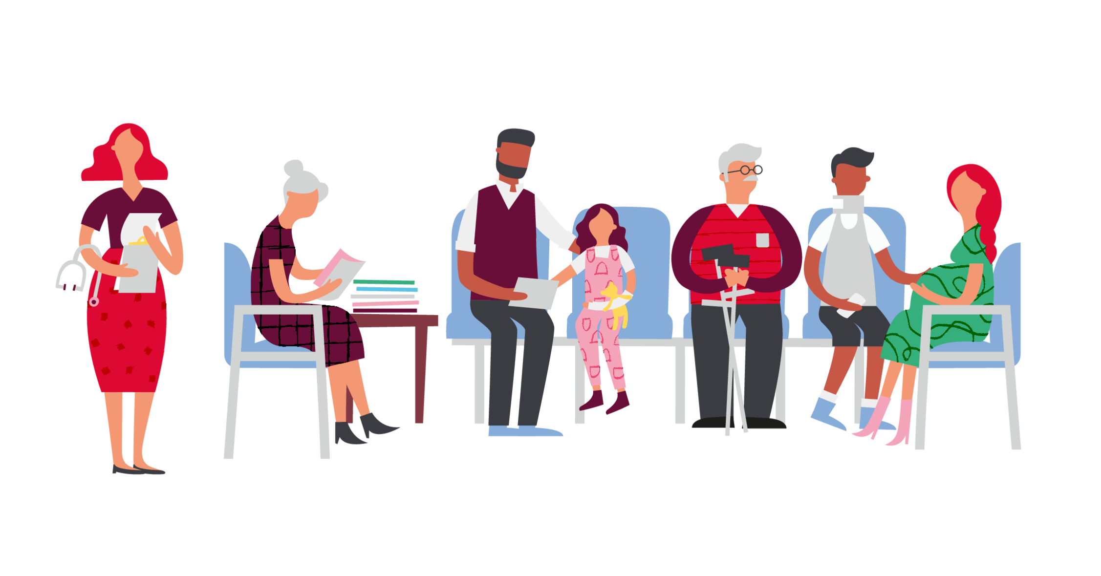 People waiting and talking together in a community space